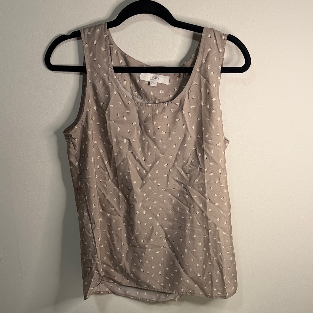 LOFT Women's Taupe Patterned Tank Top